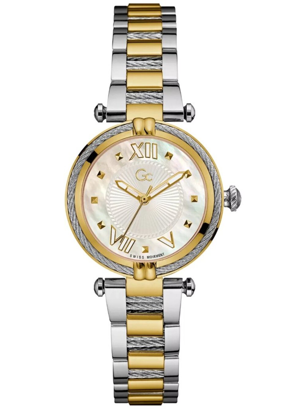 GC Guess Collection Womens Swiss Two Tone Watch Mother of Pearl Dial New